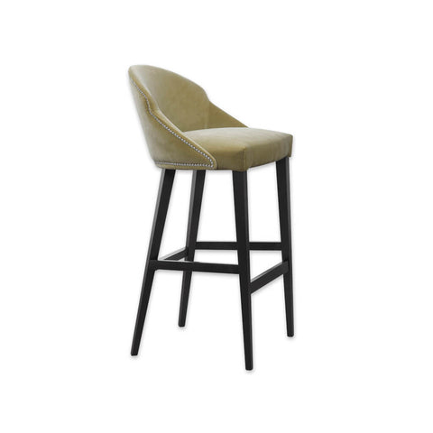 Candi mustard bar stool with curved, padded backrest and seat 
