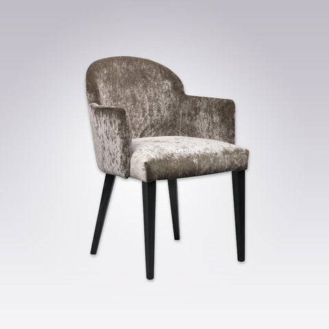 Candi Full Upholstered Brown Velvet Armchair with Round Back