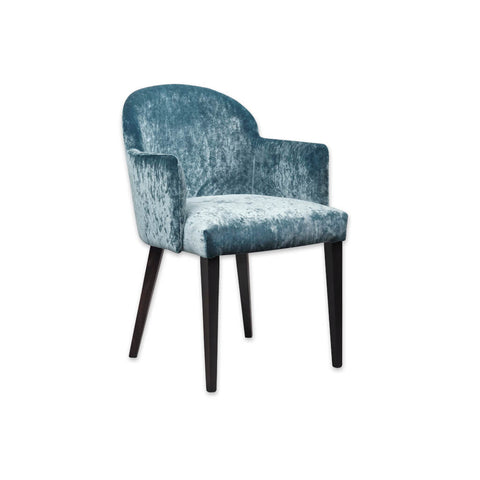 Candi Blue Velvet Tub Chair With Curved Backrest and Deep Padded Seat 