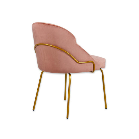 Candi Tube Pink Dining Chair with Scoop Back and Metal Frame 3067 RC2