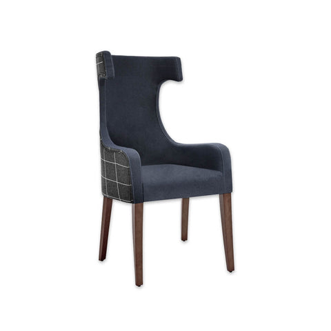 Capture Dark Blue Armchair with Curved Arms and Hammer Head Back
