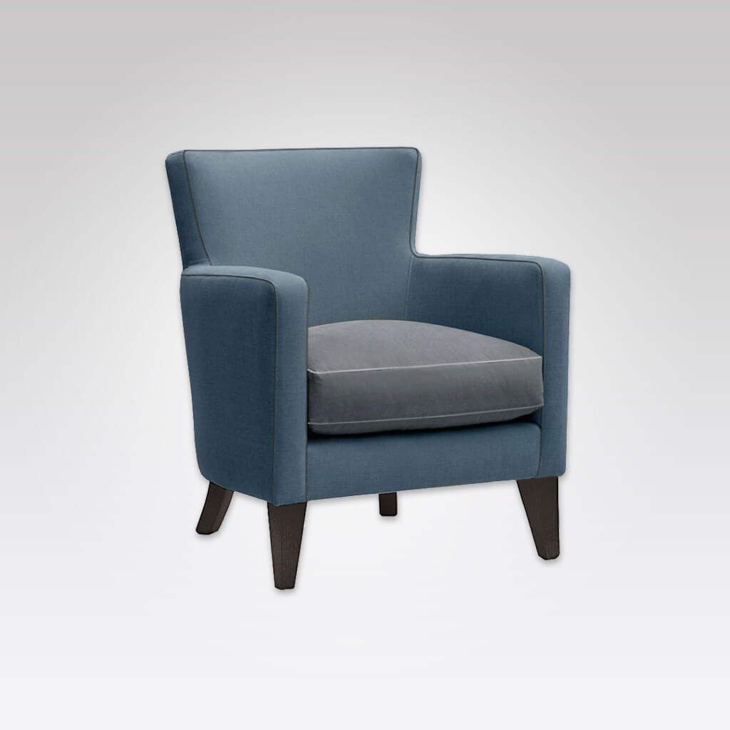 Carol Fully Upholstered Light Blue Lounge Chair with Padded Seat and Armrests