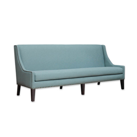 Cerler baby blue studded sofa with high backrest and attractive piping