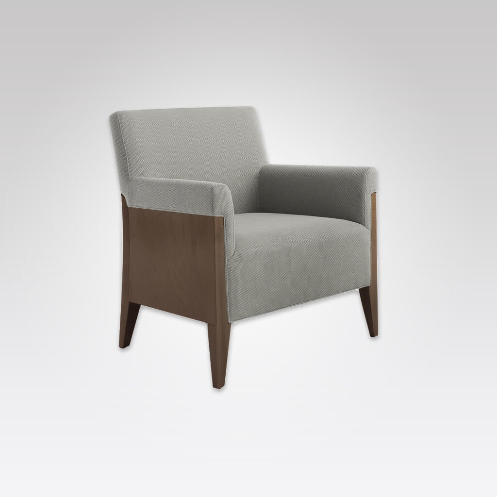 Charme Grey Lounge Chair with a Deep Padded Seat and Timber Sides