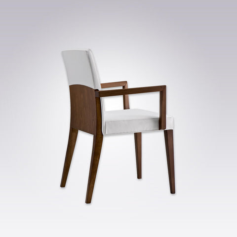 Charme Brown Wooden Armchair with Fully Upholstered White Seat Pad and Show Wood Frame