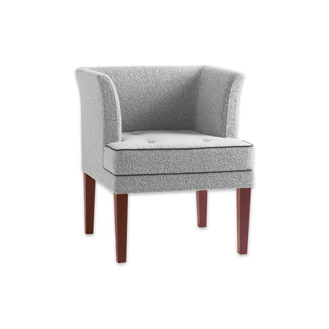 Chelsea Light Grey Tub Chair With Padded Armrests and Square Buttoned Seatpad
