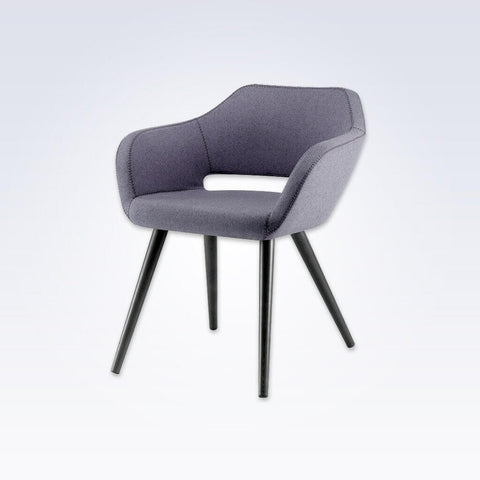 Ciro Grey Tub Chair With Conical Legs Sloping Armrests and Back Cut Out Detail