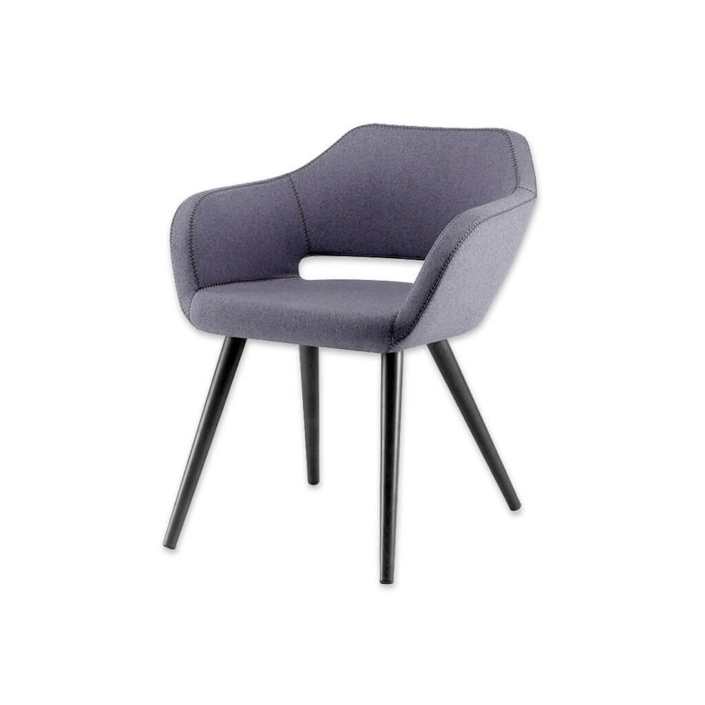 Ciro Grey Tub Chair With Conical Legs Sloping Armrests and Back Cut Out Detail - Designers Image