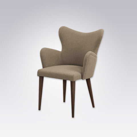 Cleo Beige Wingback Chair with Fully Upholstered Rounded Arms and Conical 