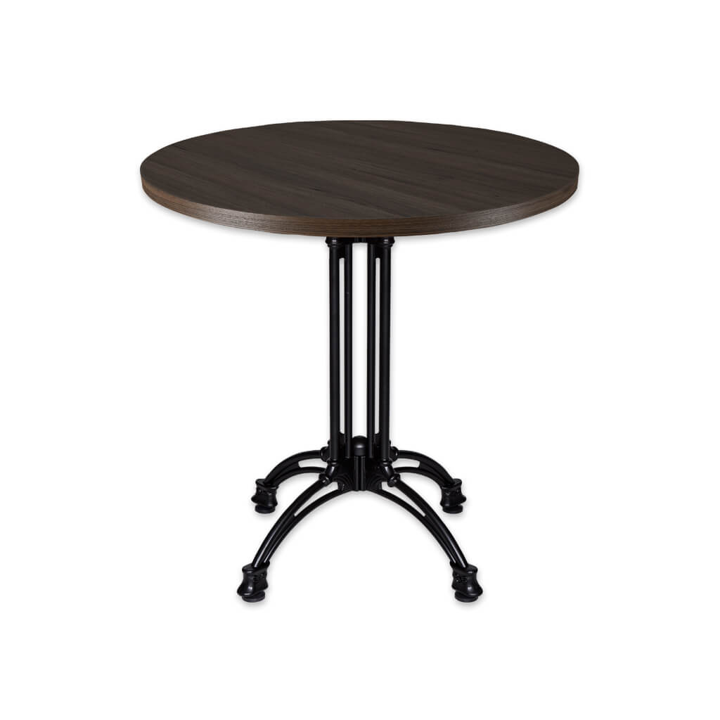 Industrial style black circle dining table with metal base - Designers Image