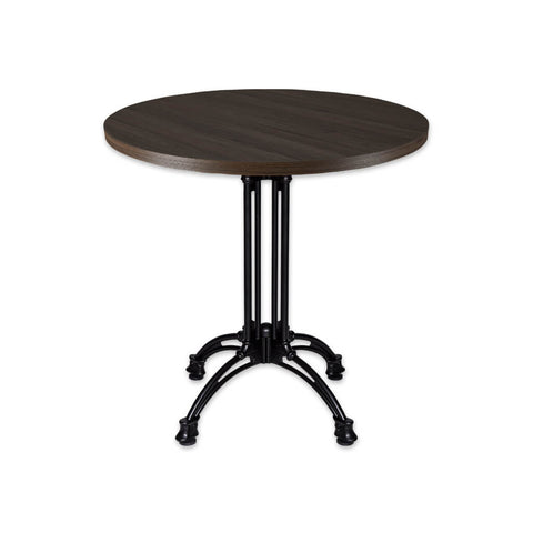 Industrial style black circle dining table with metal base