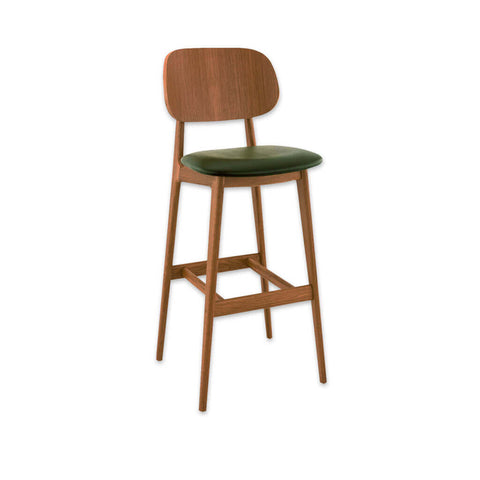 green bar stool with timber legs