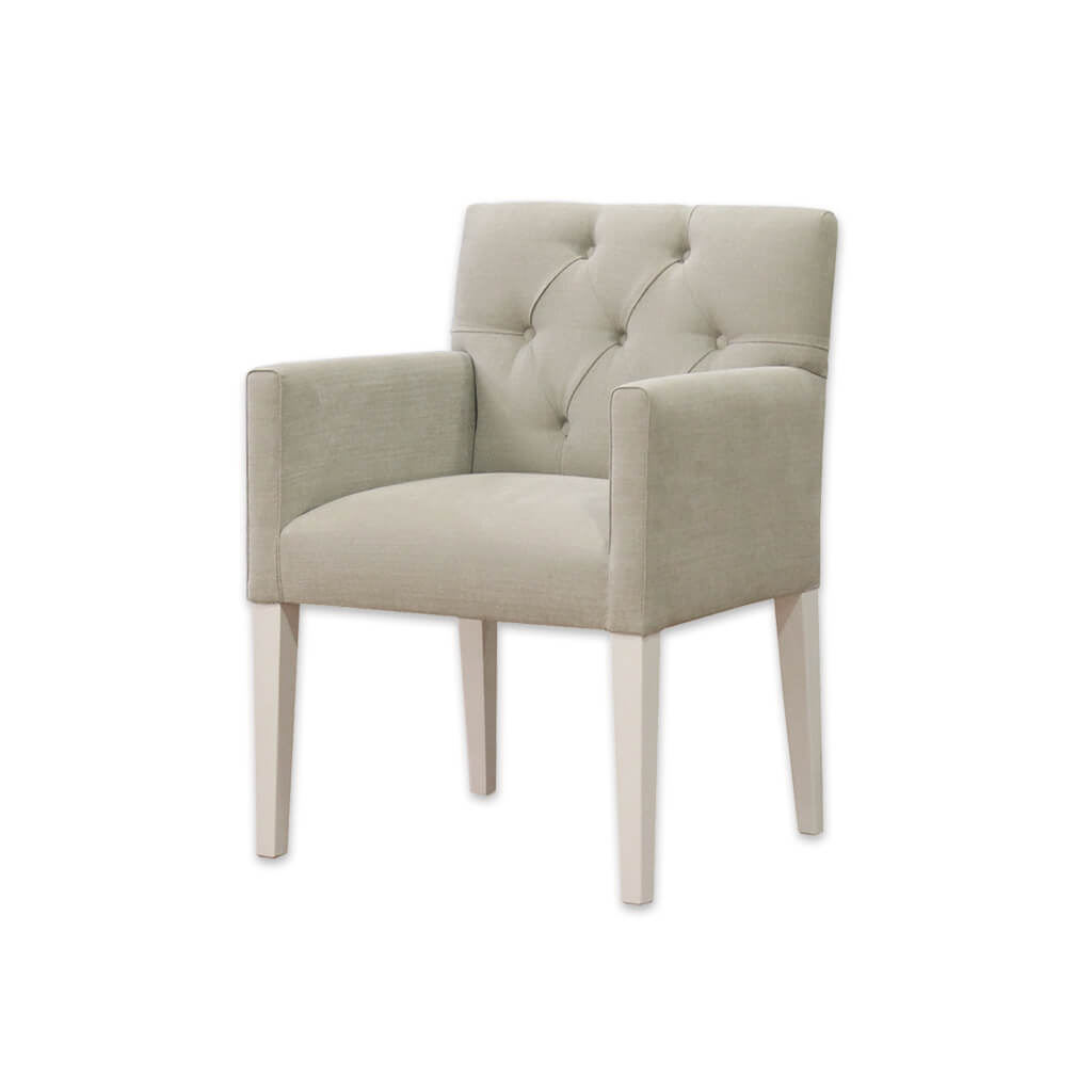 Dallas Fully Upholstered Cream Buttoned Tub Chair Deep Padded Seat and Buttoned Backrest - Designers Image