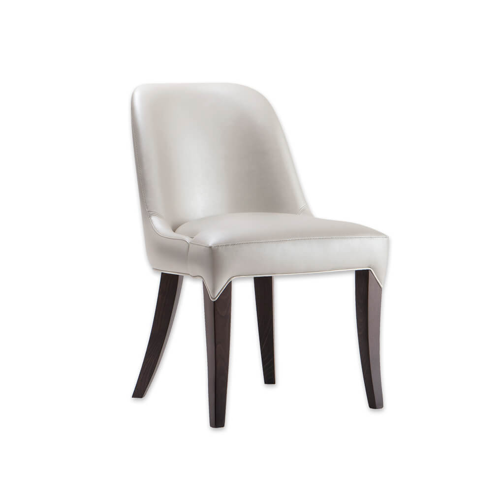Daphne Curved Back Dining Chair Cream Faux Leather with Extended Upholstery Detail over the Legs 3009 RC1 - Designers Image