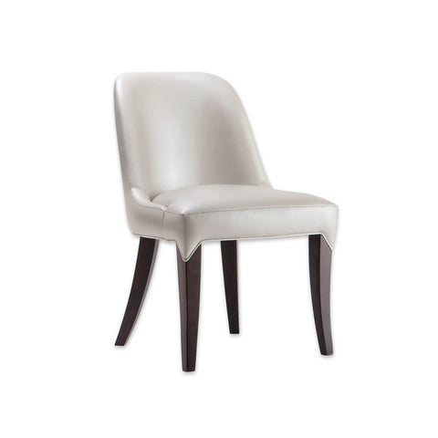 Daphne Curved Back Dining Chair Cream Faux Leather with Extended Upholstery Detail over the Legs 3009 RC1