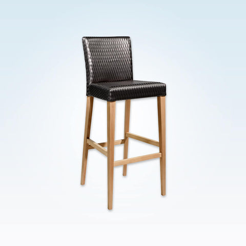 Darwin textured black bar stool with square backrest and seat 