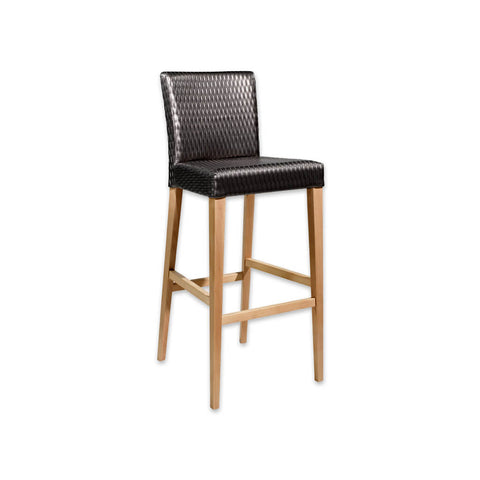 Darwin textured black bar stool with square backrest and seat 