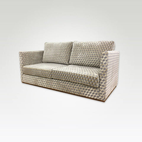 Dione patterned sofa bed with cream and grey upholstery and deep padded cushions