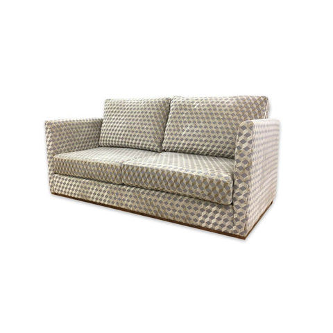 Dione patterned sofa bed with cream and grey upholstery and deep padded cushions