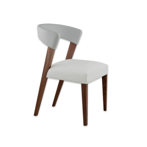 Elli White Leather Dining Room Chair with Curved Backrest and Show Wood Frame 3069 RC1