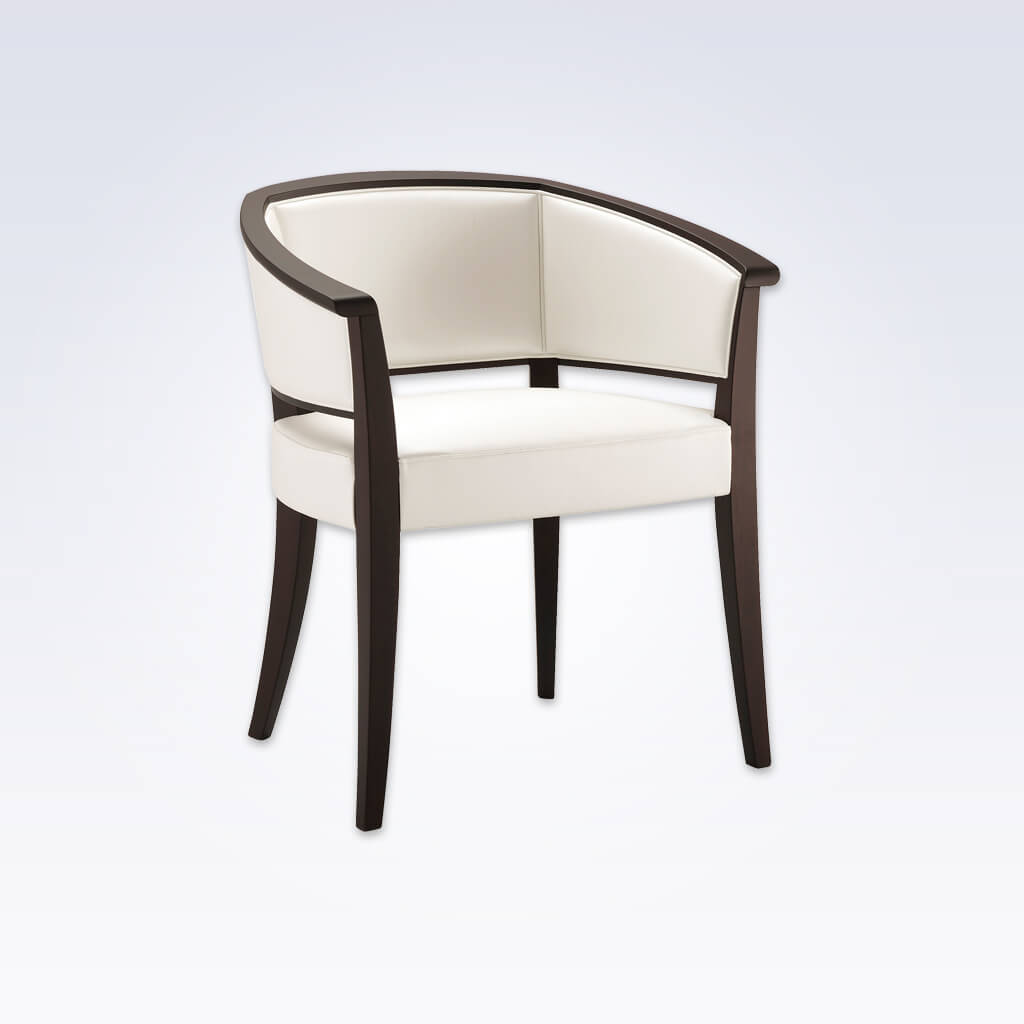 Fabia Cream Leather Tub Chair Show Wood Edging and Splayed Legs 