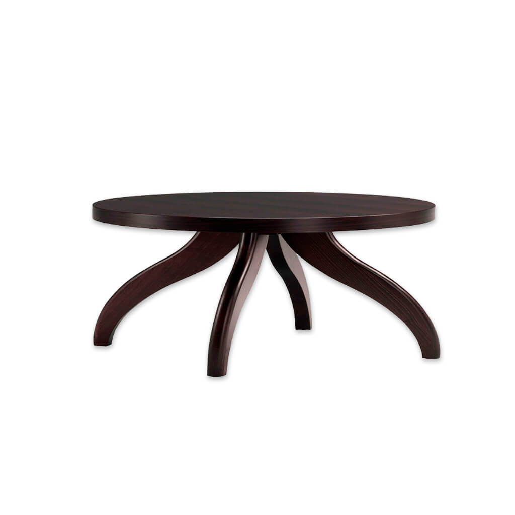 Finessi wooden dark brown bar table with curved legs and round table  top - Designers Image