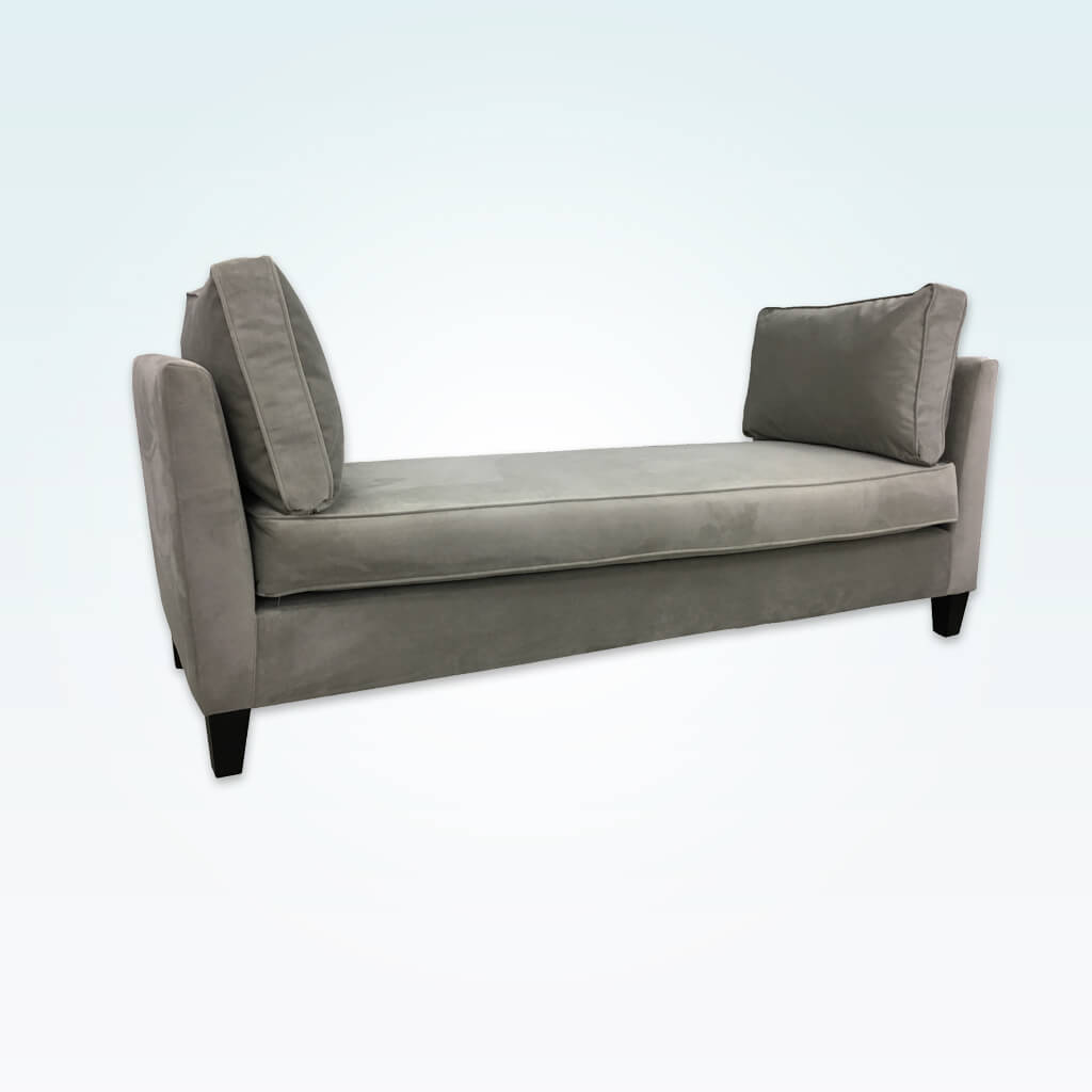 Francis grey chaise longue sofa double ended with deep removable cushions and wooden tapered feet 