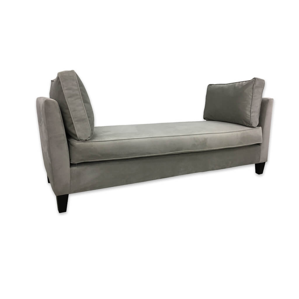 Francis grey chaise longue sofa double ended with deep removable cushions and wooden tapered feet  - Designers Image