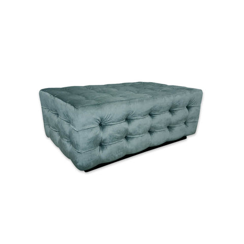 Freda green ottoman fully upholstered and padded with deep buttoning 