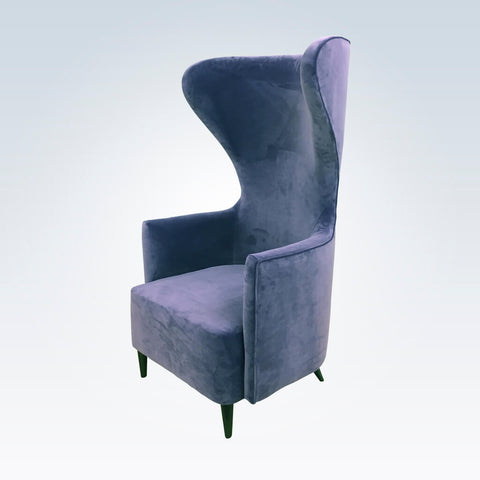 Gabriella purple accent chair with high curved backrest and deep padded cushion