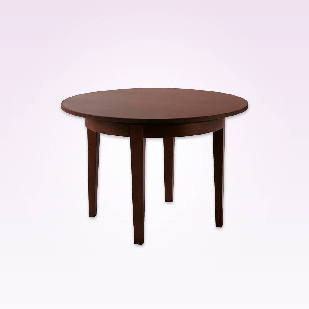 Gal wooden round circle dining table with round down stand and tapered legs