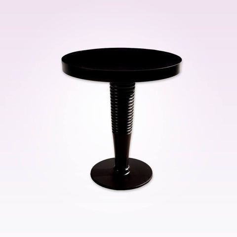 Galini modern black dining table with ridge detail to the pedestal and round top