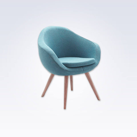 Gio Teal Tub Chair With Rounded Backrest and Splayed Timber Legs