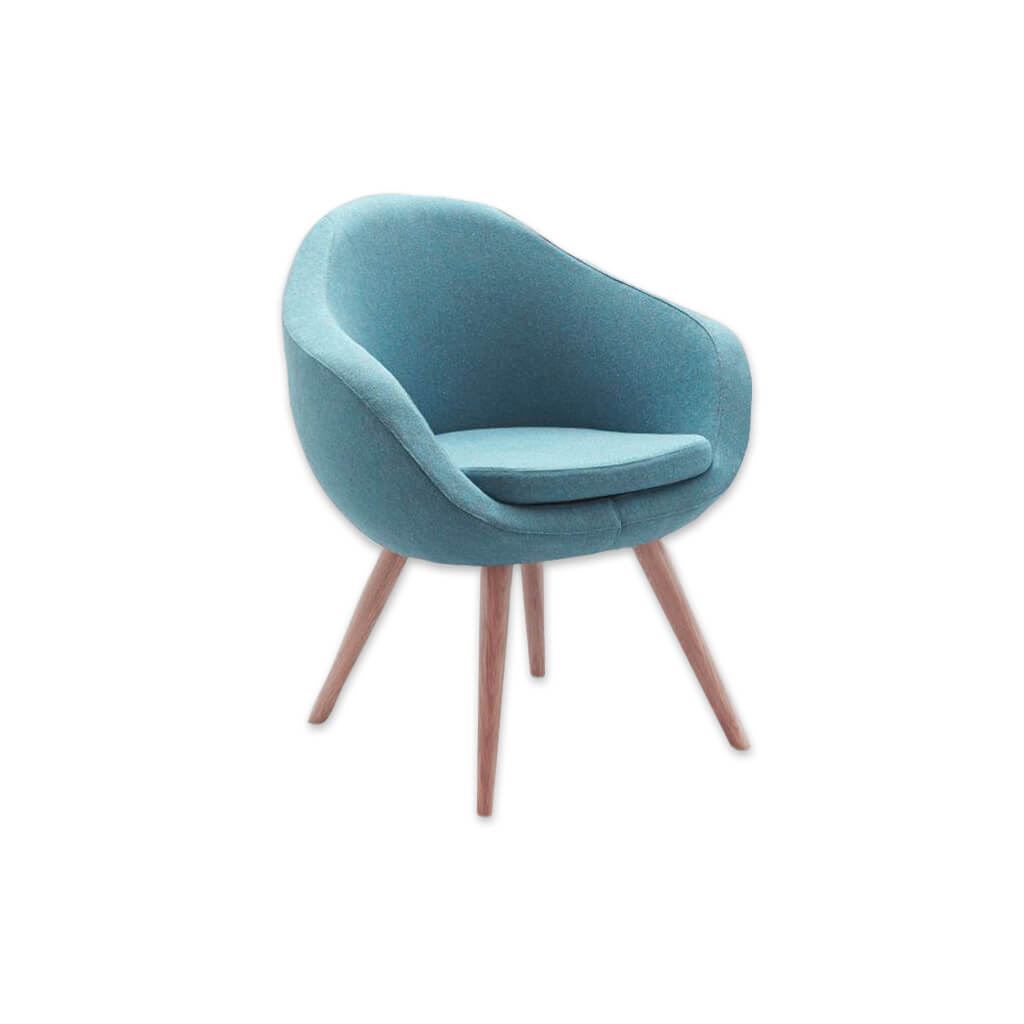Gio Teal Tub Chair With Rounded Backrest and Splayed Timber Legs - Designers image