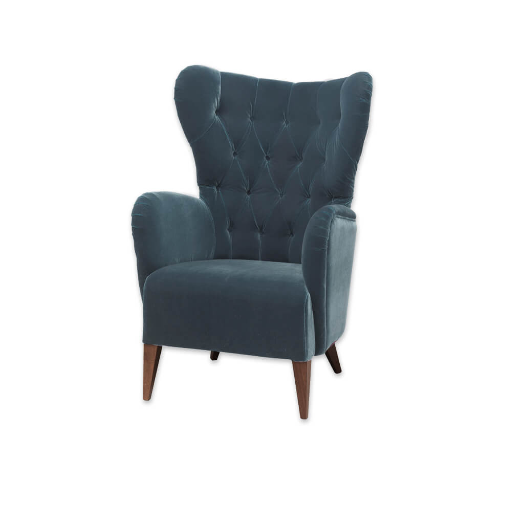 Heather Winged Turquoise Armchair with Deep Buttoned Upholstery - Designers Image