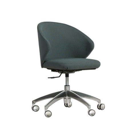 Hudson Curved Dark Green Desk Chair with Sloped Armrests and Metal Base