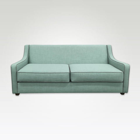 Jacobi modern light green sofa bed with contrasting piping to the low arms and seat cushions