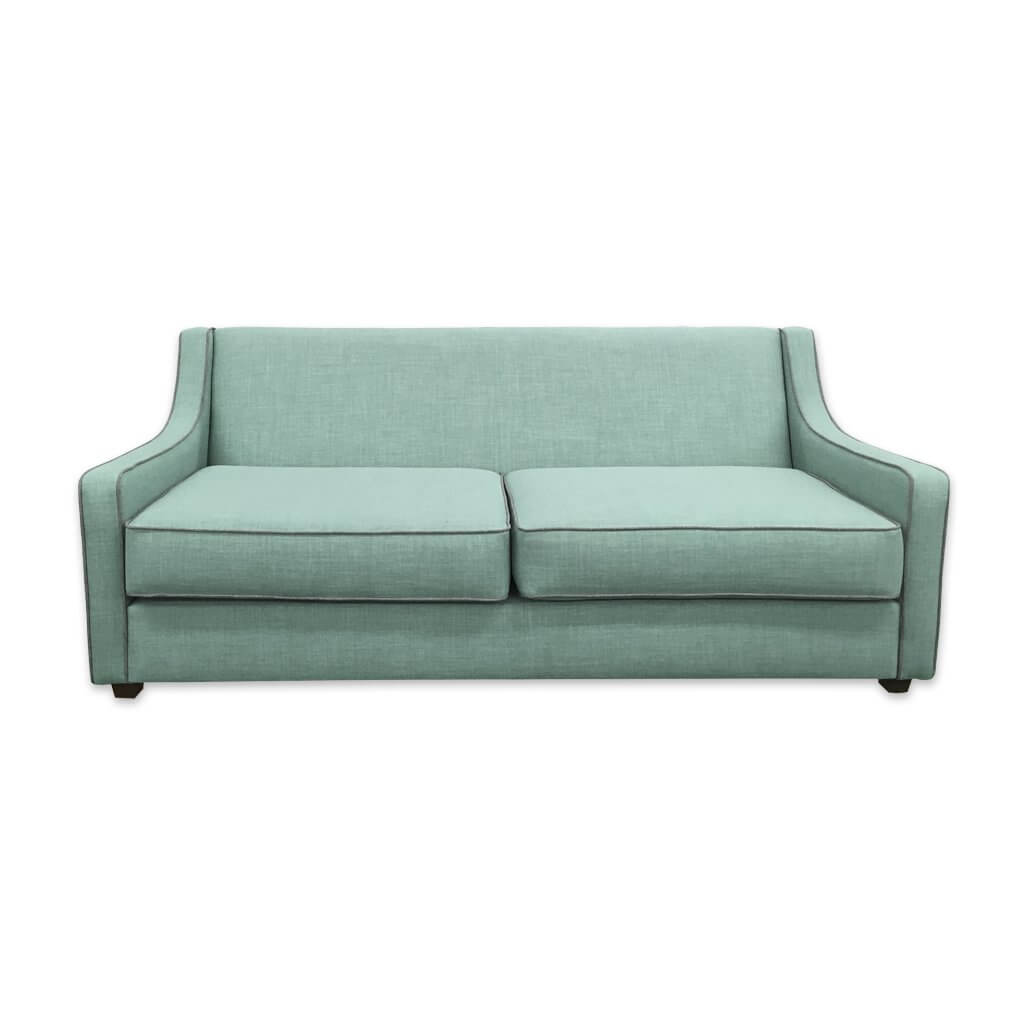 Jacobi modern light green sofa bed with contrasting piping to the low arms and seat cushions - Designers Image