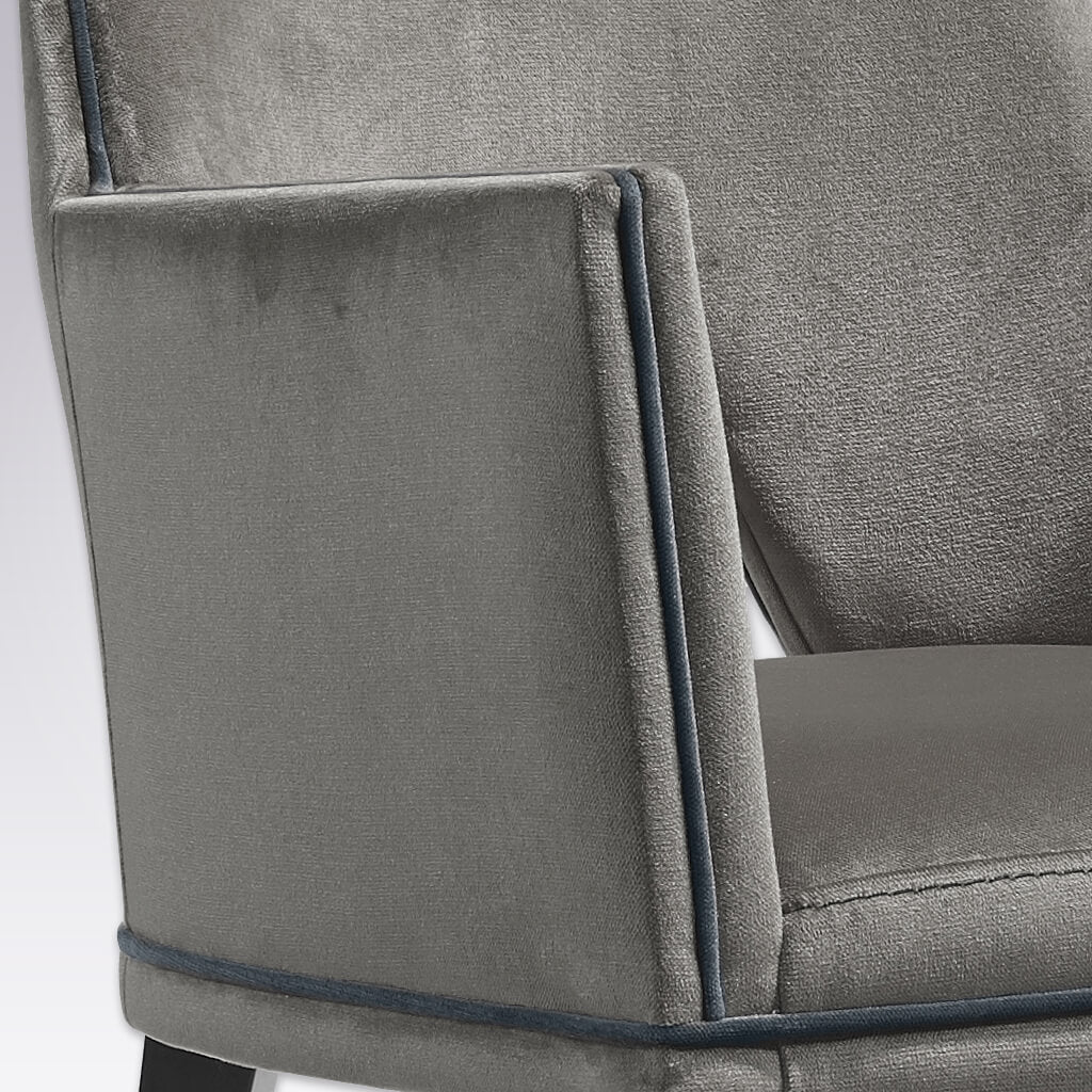 Jade Dark Grey Geometric Retro Dining Chair with Cut Out Back Detail - Detail Image