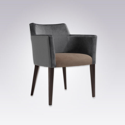 Jade Retro Grey Velvet Armchair with Show Wood Legs