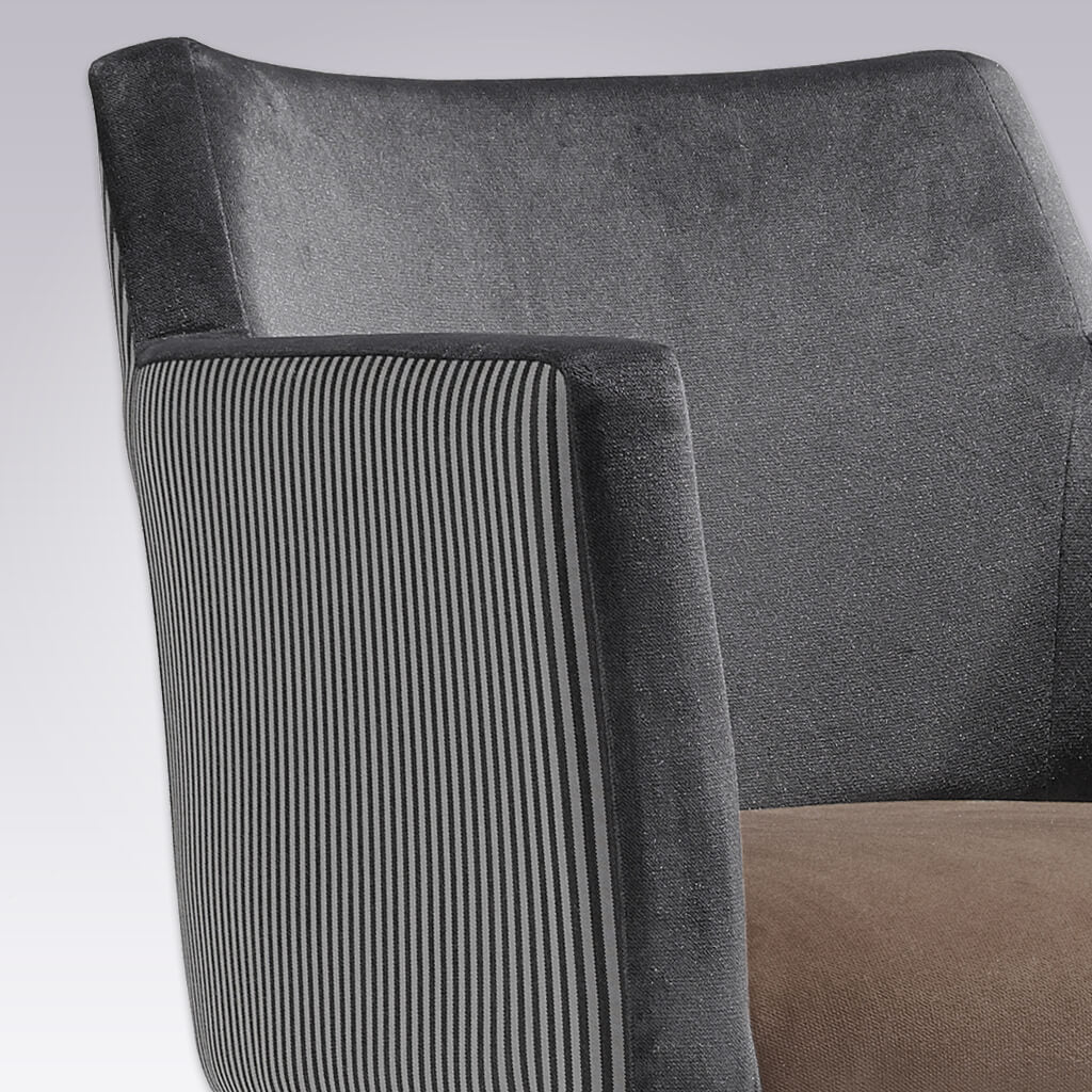 Jade Retro Grey Velvet Armchair with Show Wood Legs - Detail Image