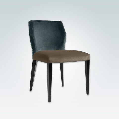 Jade Dark Teal Velvet Dining Chair Angular Backrest with Taupe Seat and Wenge Tapered Legs 3039 RC2