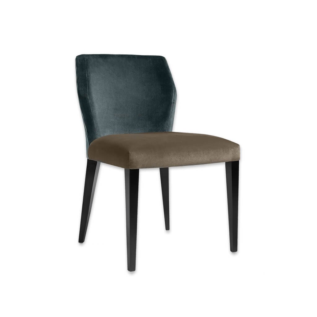 Jade Dark Teal Velvet Dining Chair Angular Backrest with Taupe Seat and Wenge Tapered Legs 3039 RC2 - Designer Images