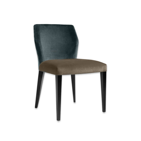 Jade Dark Teal Velvet Dining Chair Angular Backrest with Taupe Seat and Wenge Tapered Legs 3039 RC2