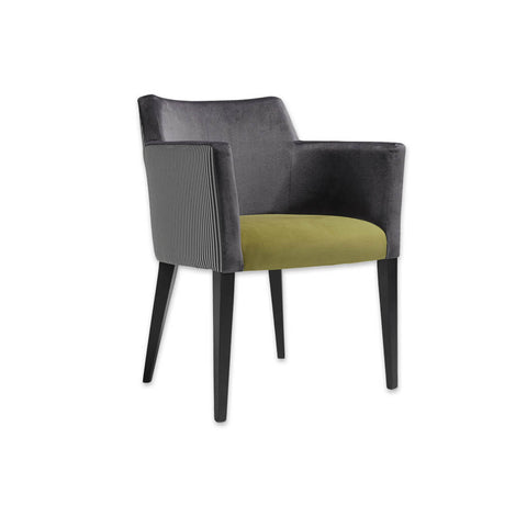 Jade Fully Upholstered Charcoal Grey Tub Chair with Olive Padded Seat and Tall Armrests 