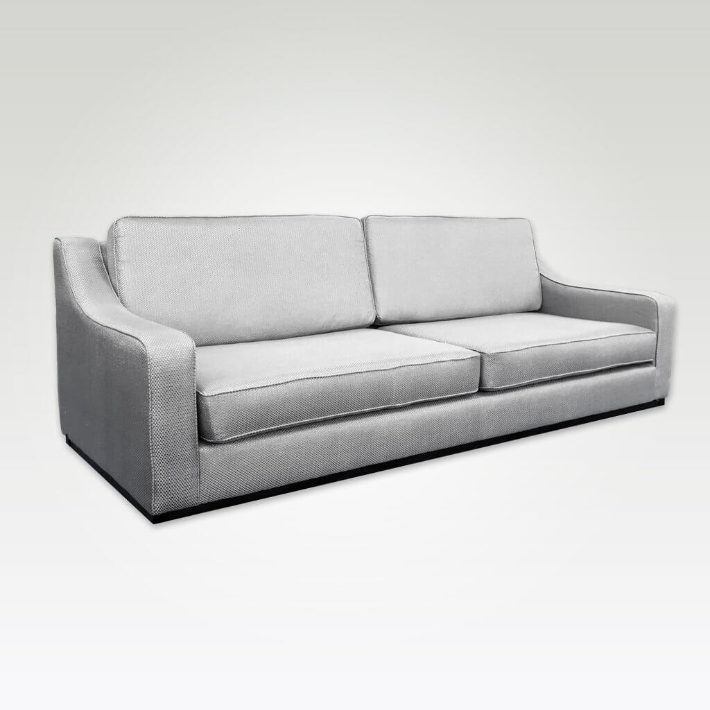 Jena contemporary silver grey sofa bed with sloping arm rests and deep padded cushions to the seat and backrest