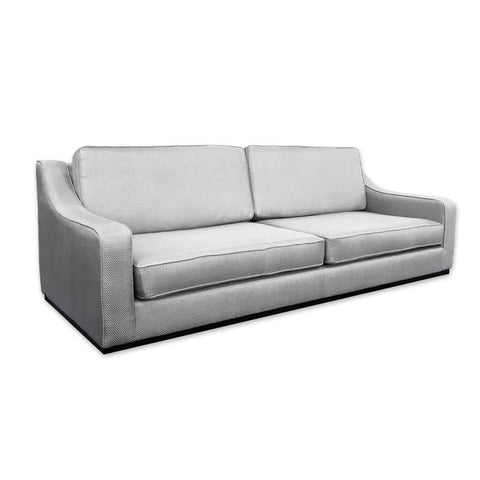 Jena contemporary silver grey sofa bed with sloping arm rests and deep padded cushions to the seat and backrest