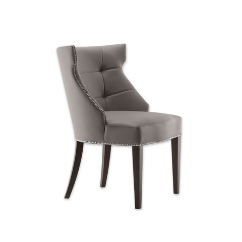 Joule  Fully Upholstered Light Grey Armchair with Curved Back and Deep Button Detail