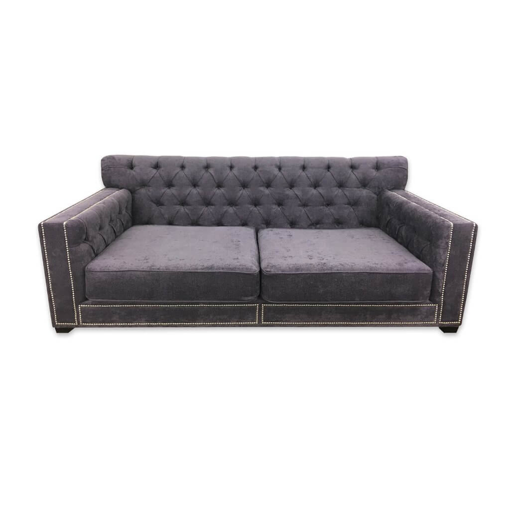 Kenzi contemporary purple 2 seater sofa bed with spacious seating and deep buttoning and studding  - Designers Image