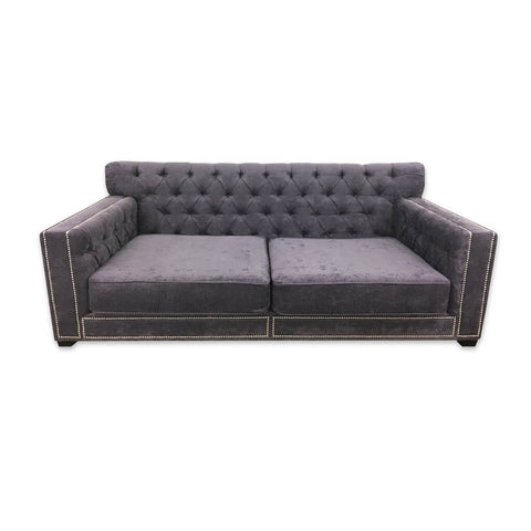 Kenzi contemporary purple 2 seater sofa bed with spacious seating and deep buttoning and studding 